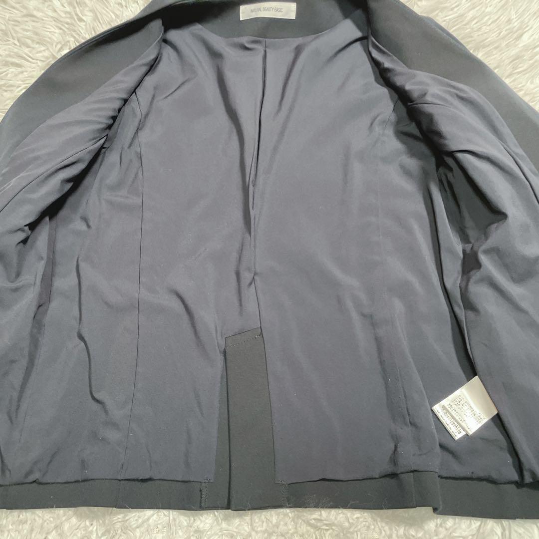 ナチュラルビューティベーシック　ノーカラー　セットアップ　スーツ　ネイビー　M