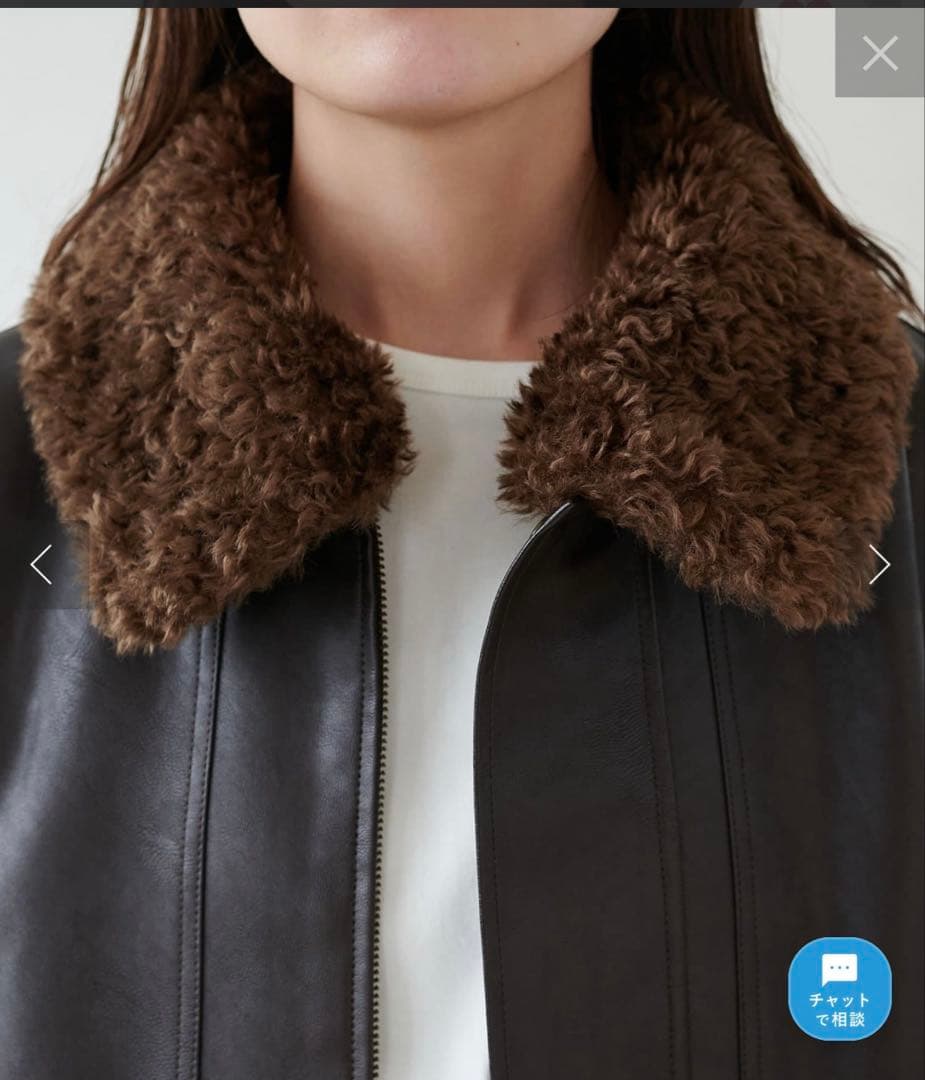 【ユニセックス】ボア衿付きフェイクレザーブルゾン