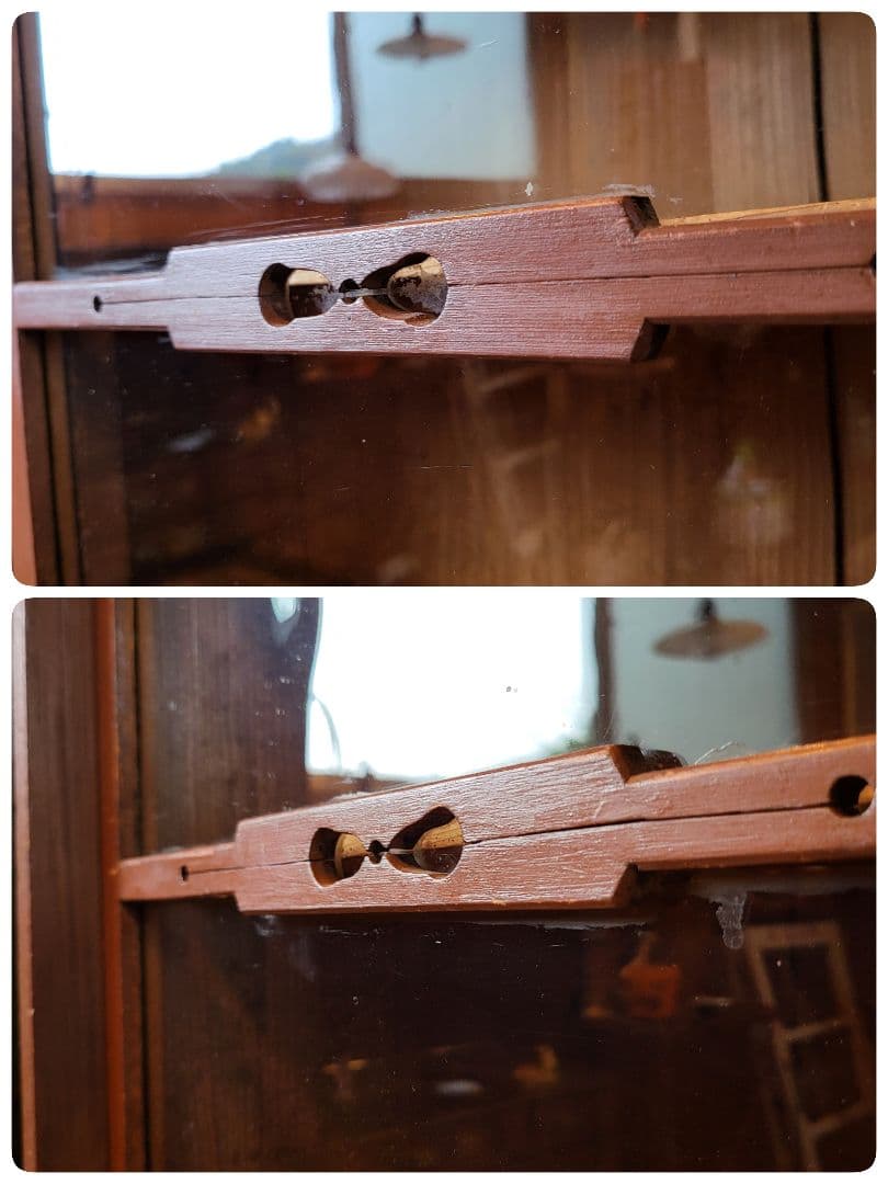 ガラス戸棚　引き出し　4杯　ゆらゆらガラス　古道具　アンティーク