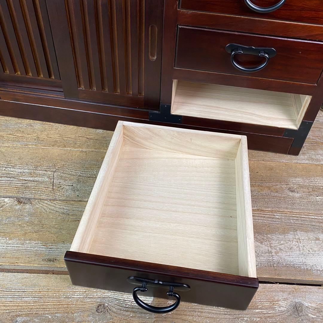 民芸家具木製桐材総桐天然無垢和チェスト横長テレビ台サイドボード飾り棚収納タンス