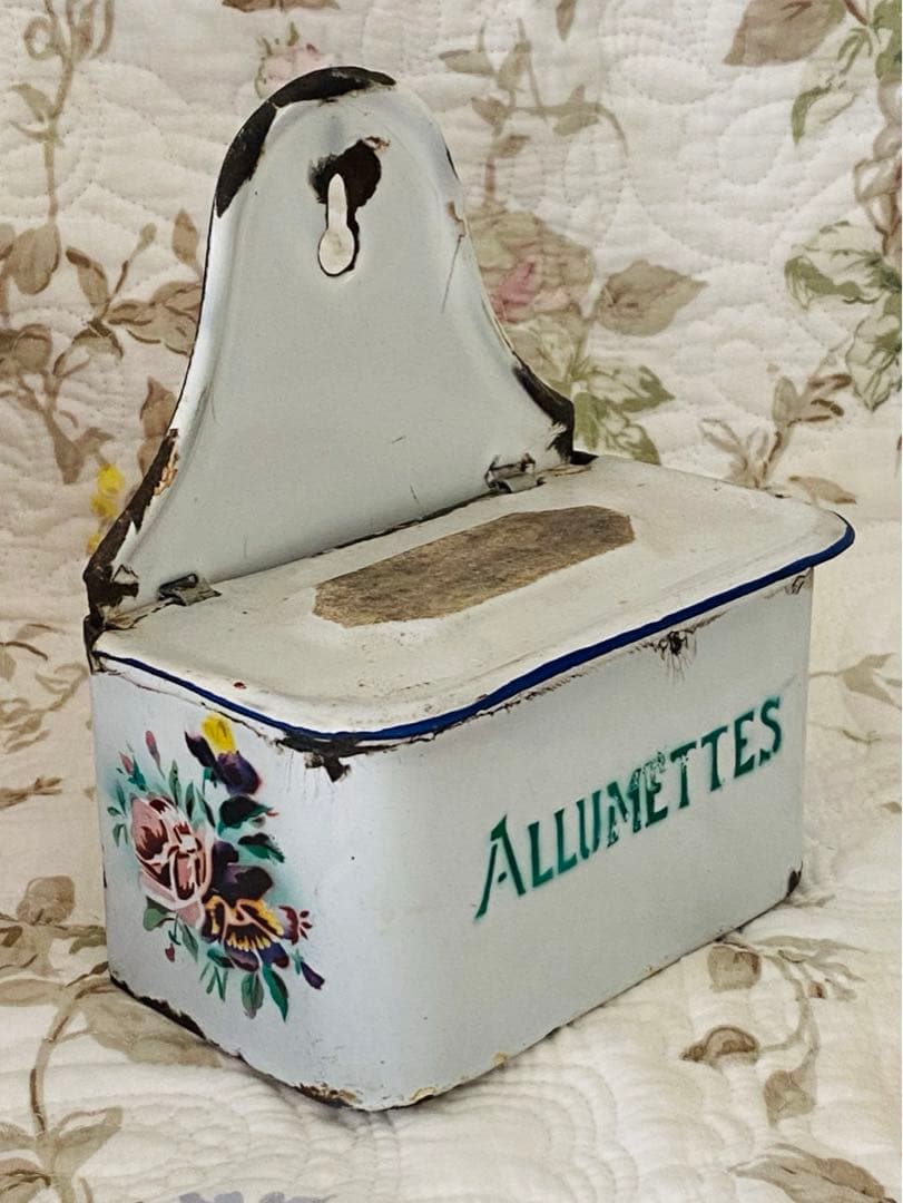 ＊フランスアンティーク＊ホーロー＊JAPY＊薔薇とパンジー＊アリュメット缶＊