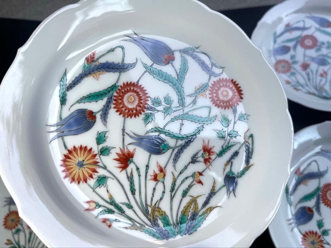 古琳庵窯　更紗絵　銘々皿　5枚