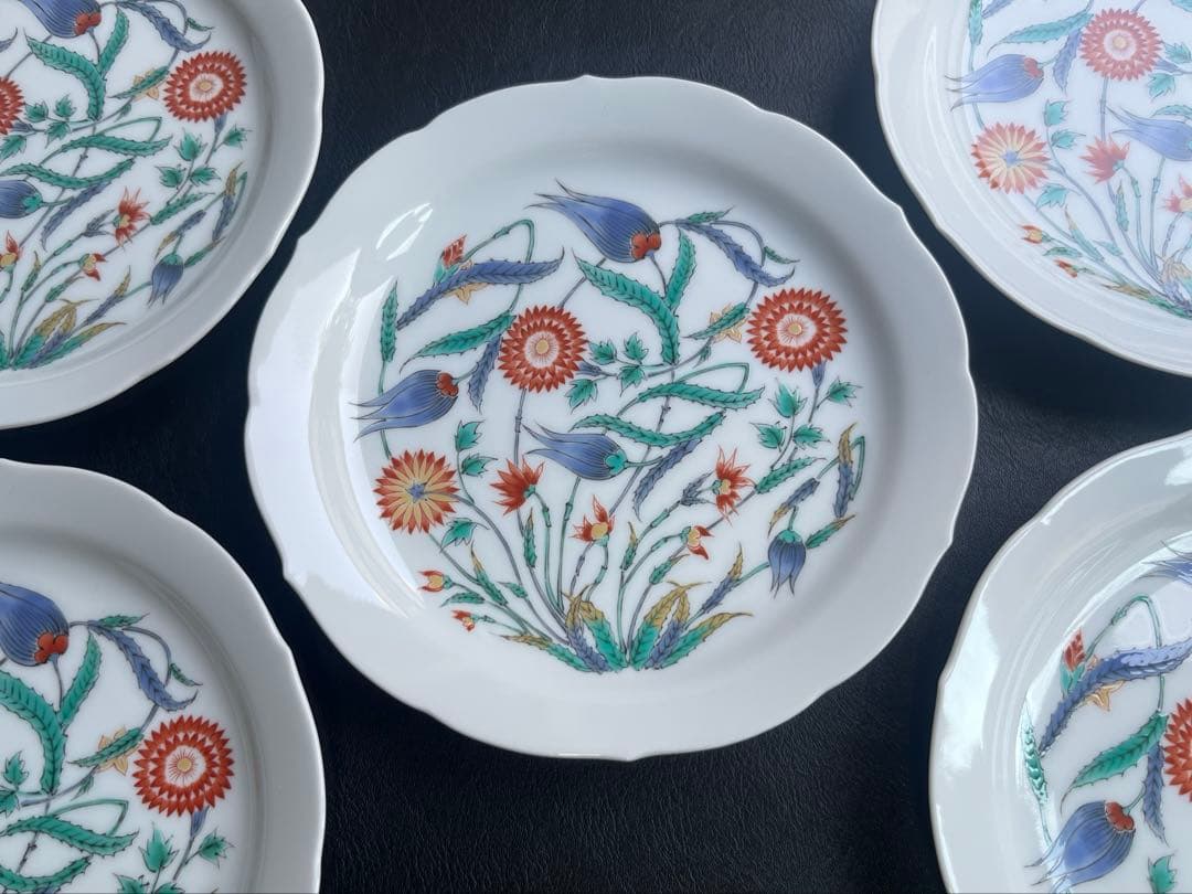 古琳庵窯　更紗絵　銘々皿　5枚