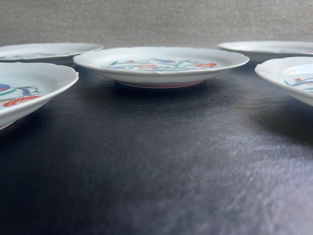 古琳庵窯　更紗絵　銘々皿　5枚
