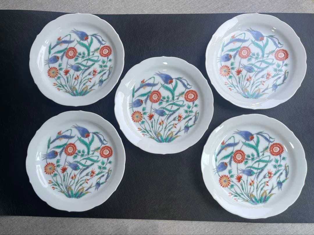 古琳庵窯　更紗絵　銘々皿　5枚