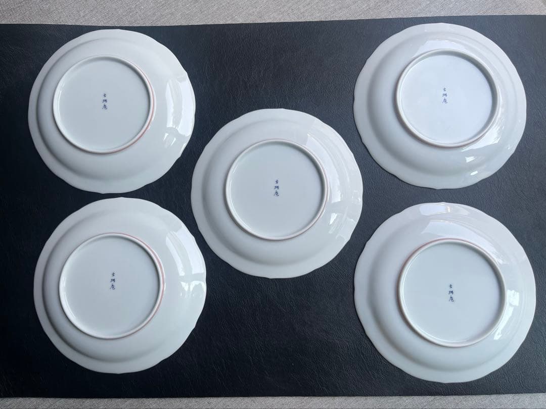 古琳庵窯　更紗絵　銘々皿　5枚