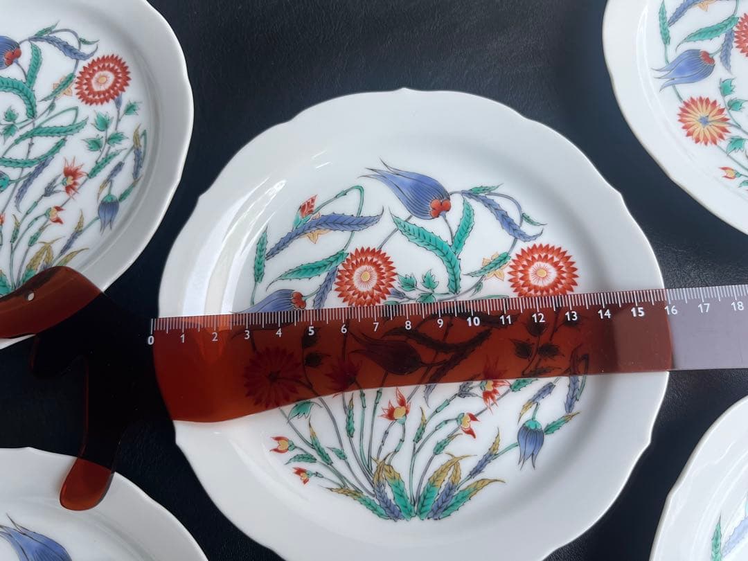 古琳庵窯　更紗絵　銘々皿　5枚