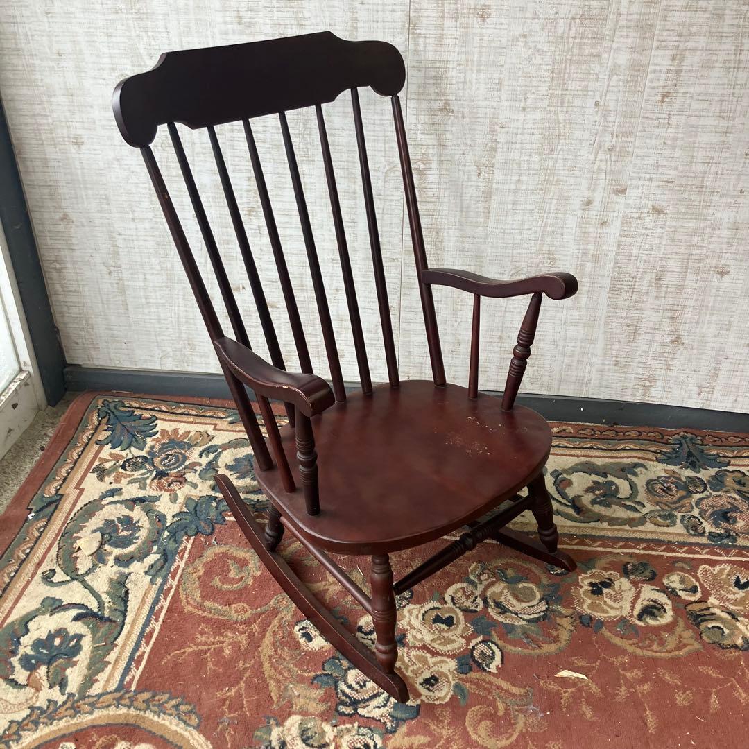 昭和レトロ 木製 ロッキングチェア アームチェア 古道具 古家具 ビンテージ