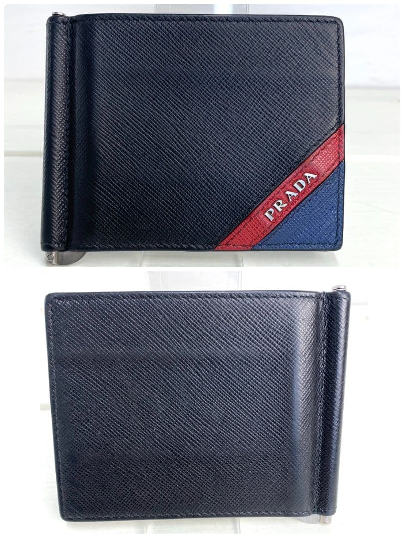 極美品✨PRADA プラダ　マネークリップ　サフィアーノ　メタルロゴ　レザー