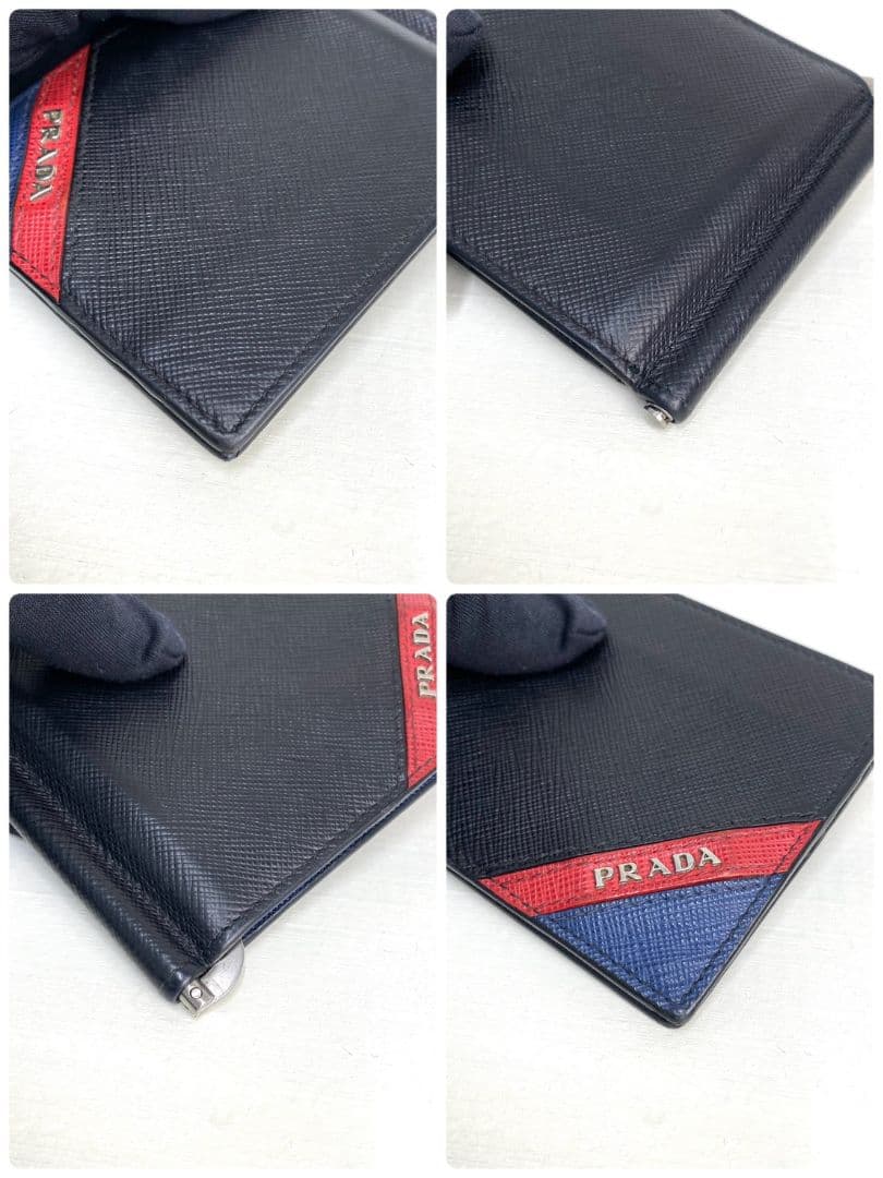 極美品✨PRADA プラダ　マネークリップ　サフィアーノ　メタルロゴ　レザー