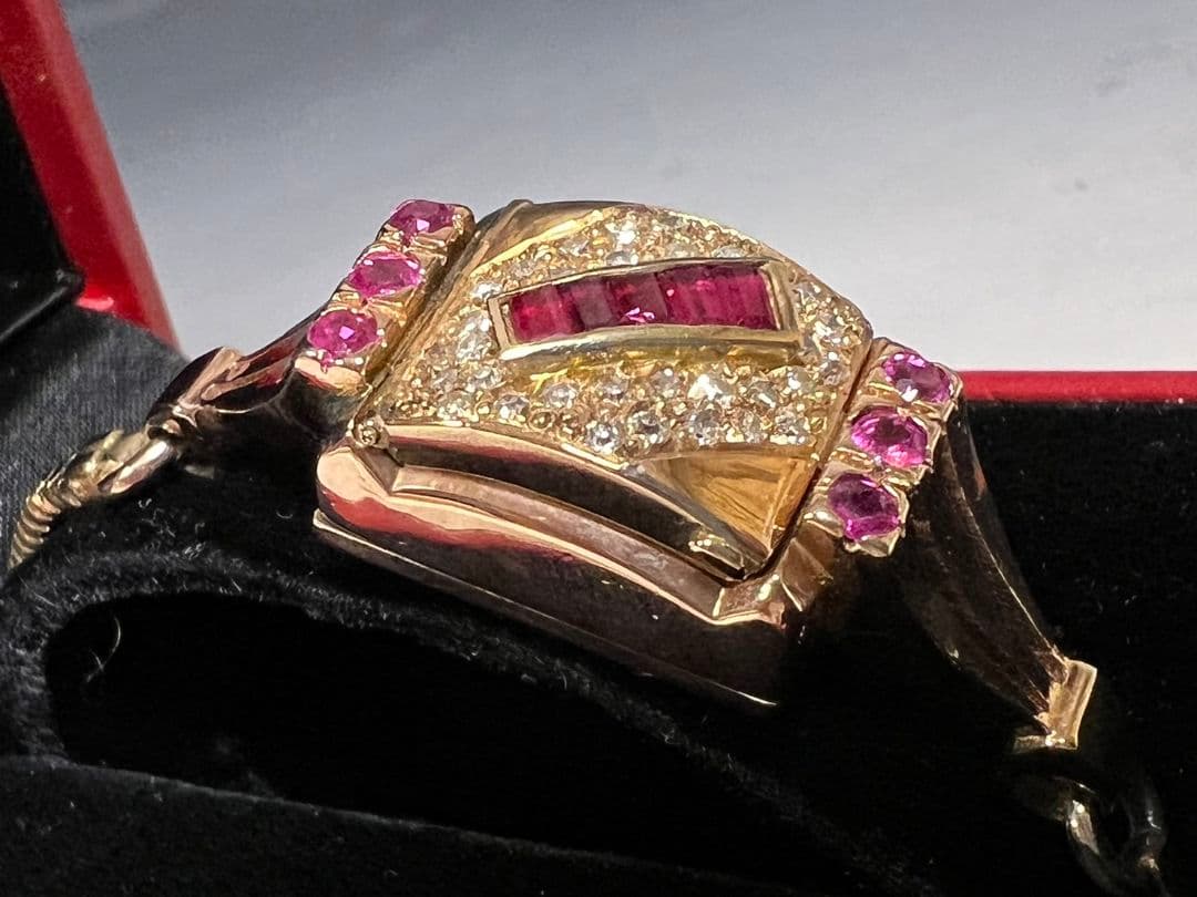 アンティークレディースウォッチ◇カクテルウォッチ◇ルビー　ダイヤ　14K 14金