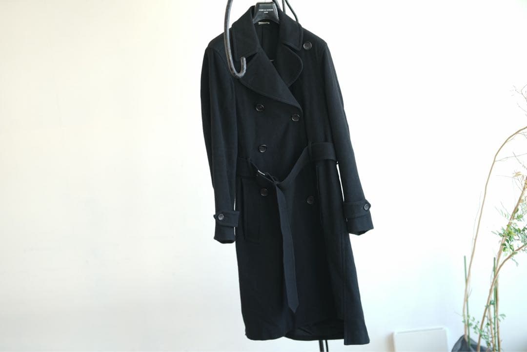 コムデギャルソン オムプリュス 18aw 捻れ カシミヤ ウール コート 黒