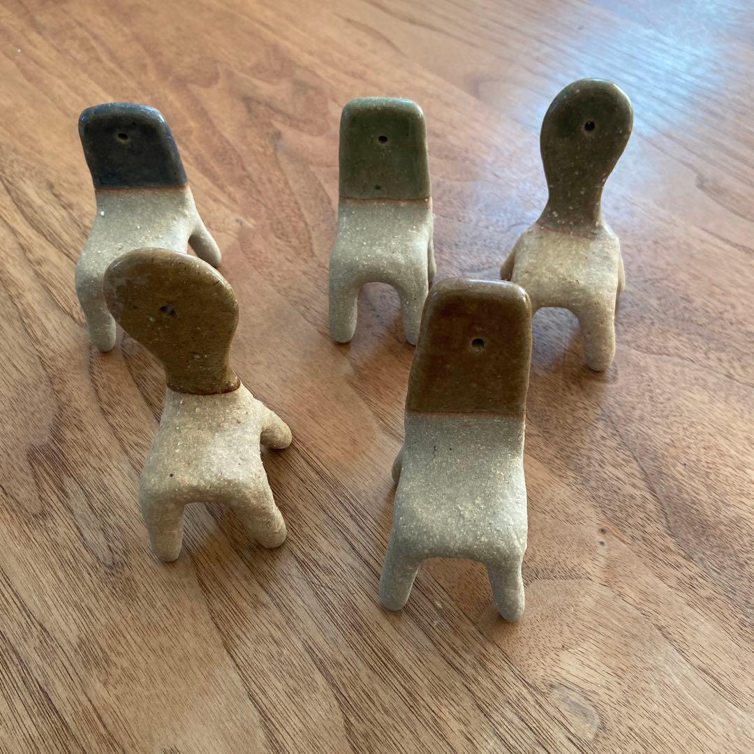 北川タケシ 椅子のオブジェ　5個セット 作家もの 信楽 陶器 オブジェ