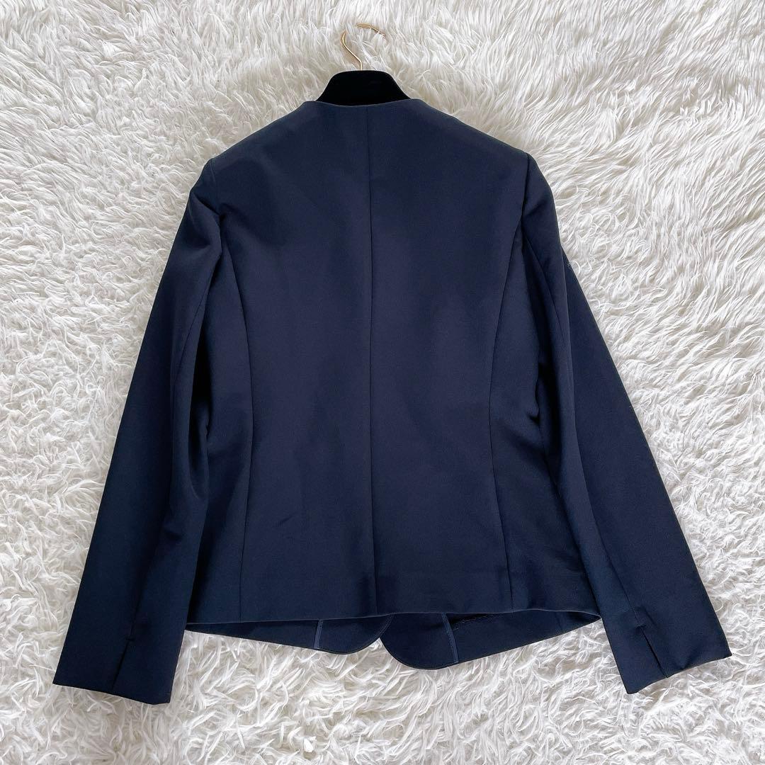 美品✨【ナチュラルビューティーベーシック】ノーカラージャケット パンツ ネイビー
