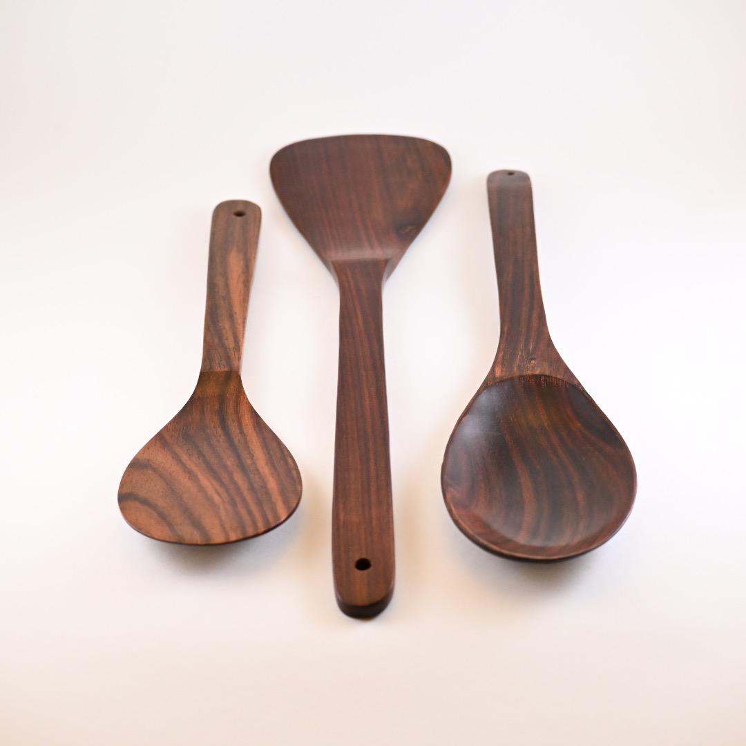【超レア！未使用】デンマーク★ローズウッド木製サラダトング＆ライススクープセット