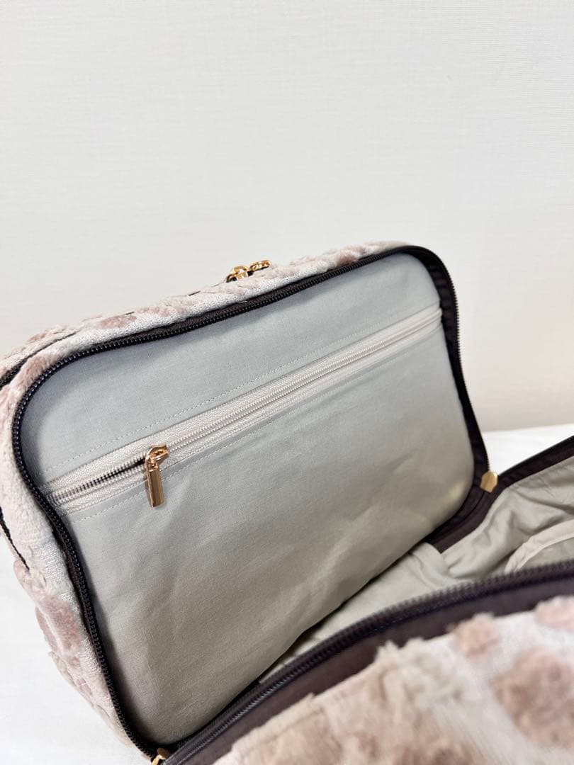 ツインポーチM もふもふノスタルジア　ミルクティ　ハンドメイド