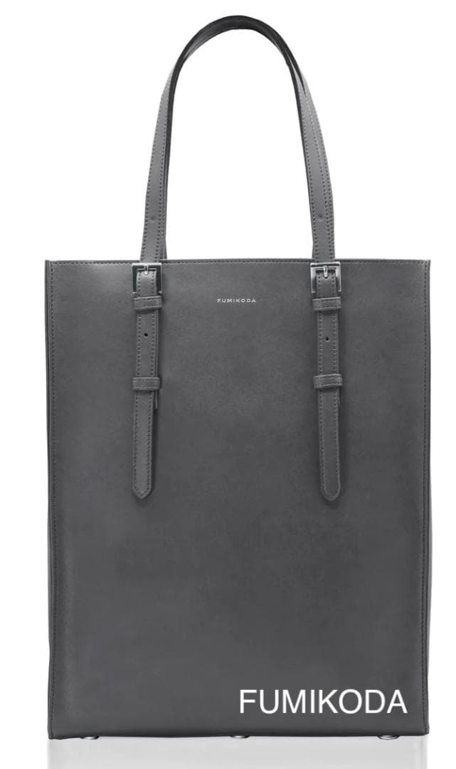 ★美品★FUMIKODAファスナー付縦型トートバッグGENEウォームグレー