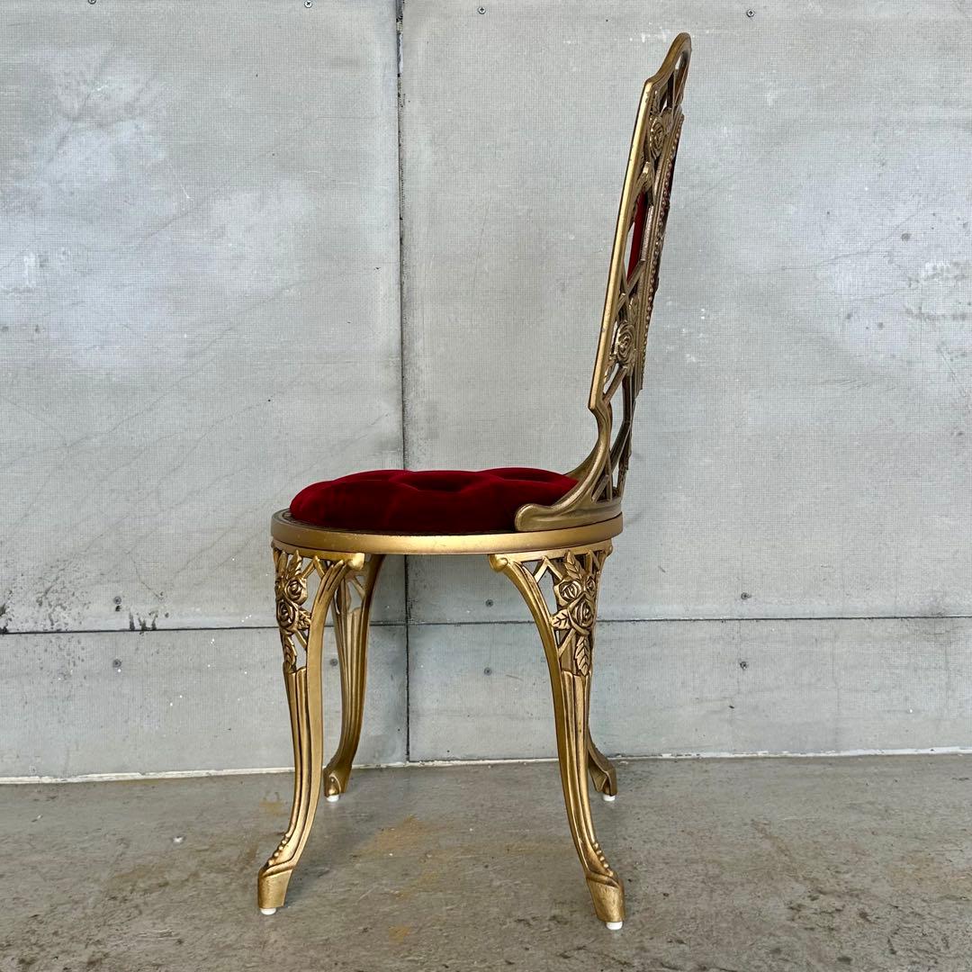 アテム ①★アルミ製アンティークチェア★ ゴールド × ベロアクラシカル