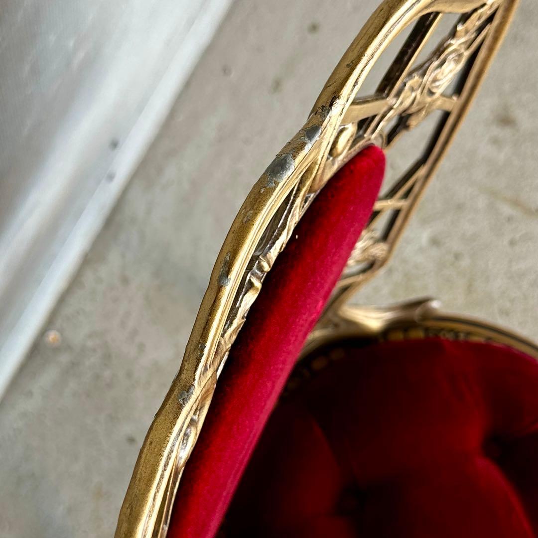 アテム ①★アルミ製アンティークチェア★ ゴールド × ベロアクラシカル