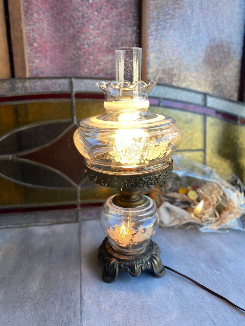 アンティーク 卓上スタンドランプ フロアスタンド ビンテージ ガラス インテリア