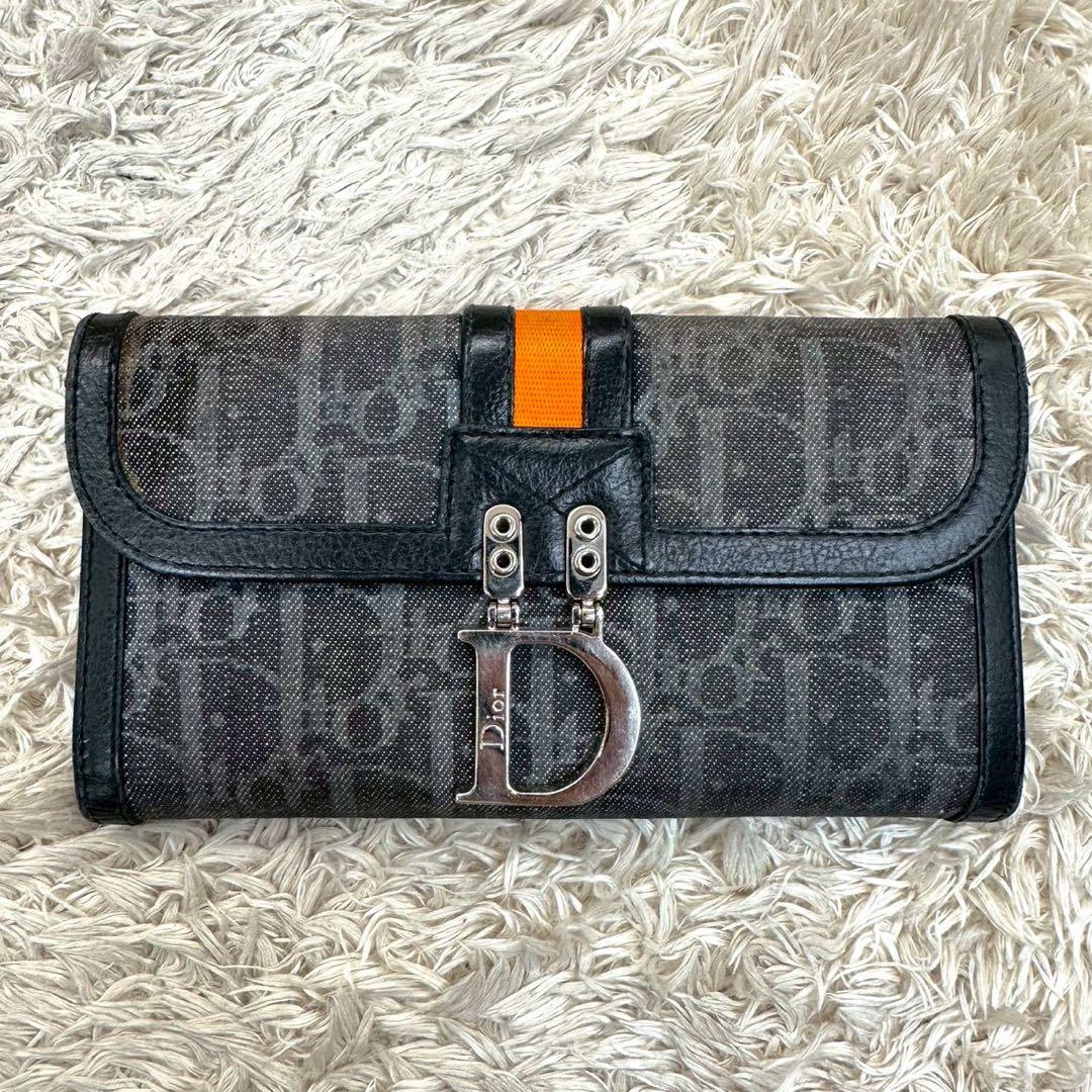 【美品】DIOR 長財布 トロッター オブリーク 二つ折り グレー