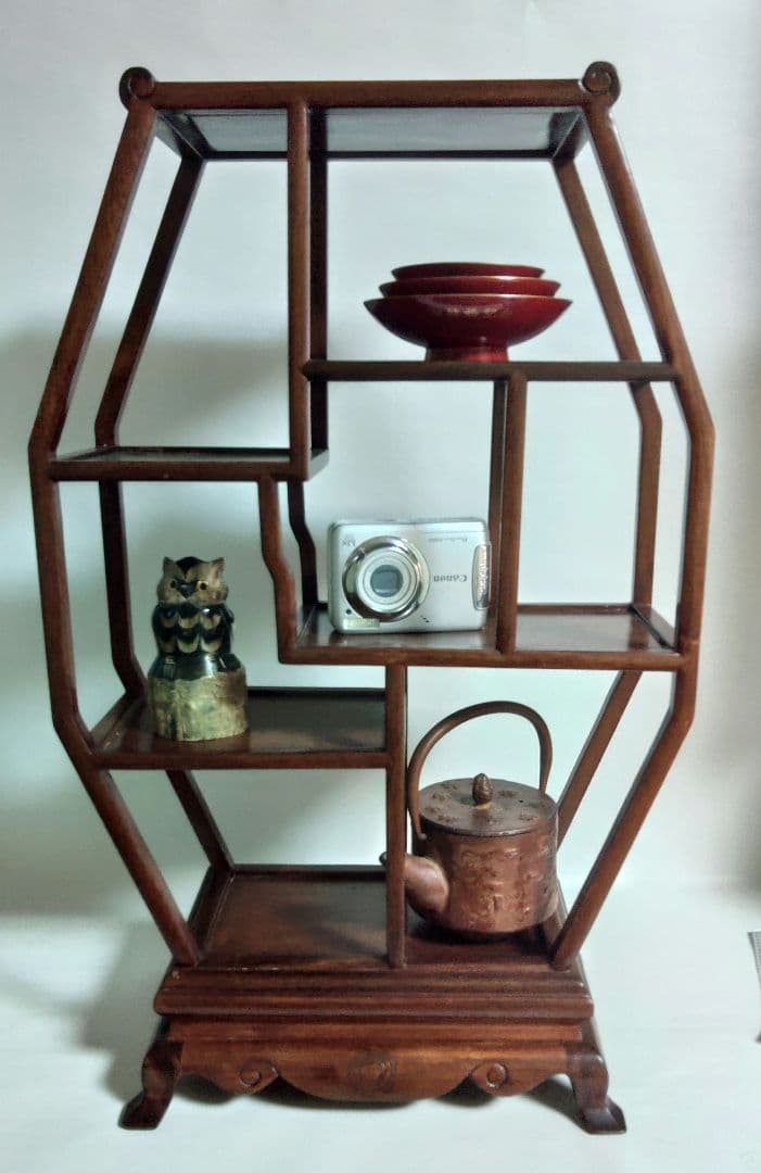 変形棚　飾り棚　飾り台　高さ54cm 大型　木製