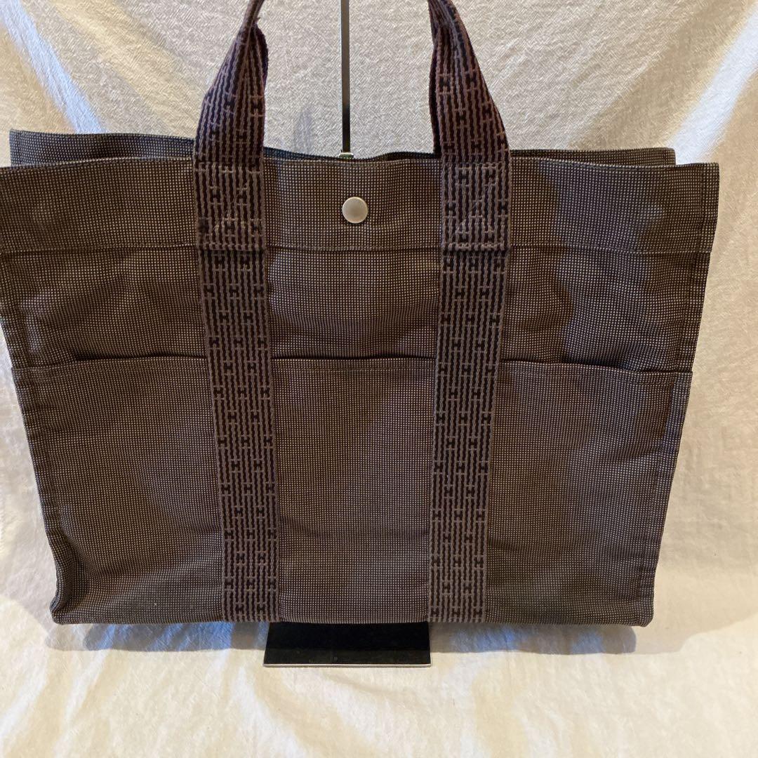 エルメス HERMESエールラインMMグレーナイロンキャンバストートバッグ