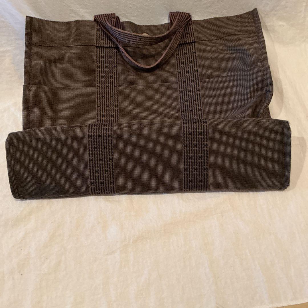 エルメス HERMESエールラインMMグレーナイロンキャンバストートバッグ