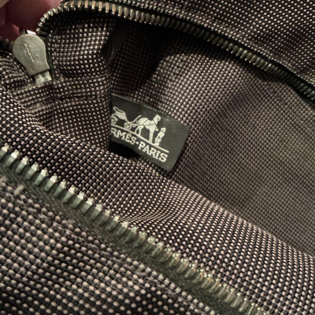 エルメス HERMESエールラインMMグレーナイロンキャンバストートバッグ