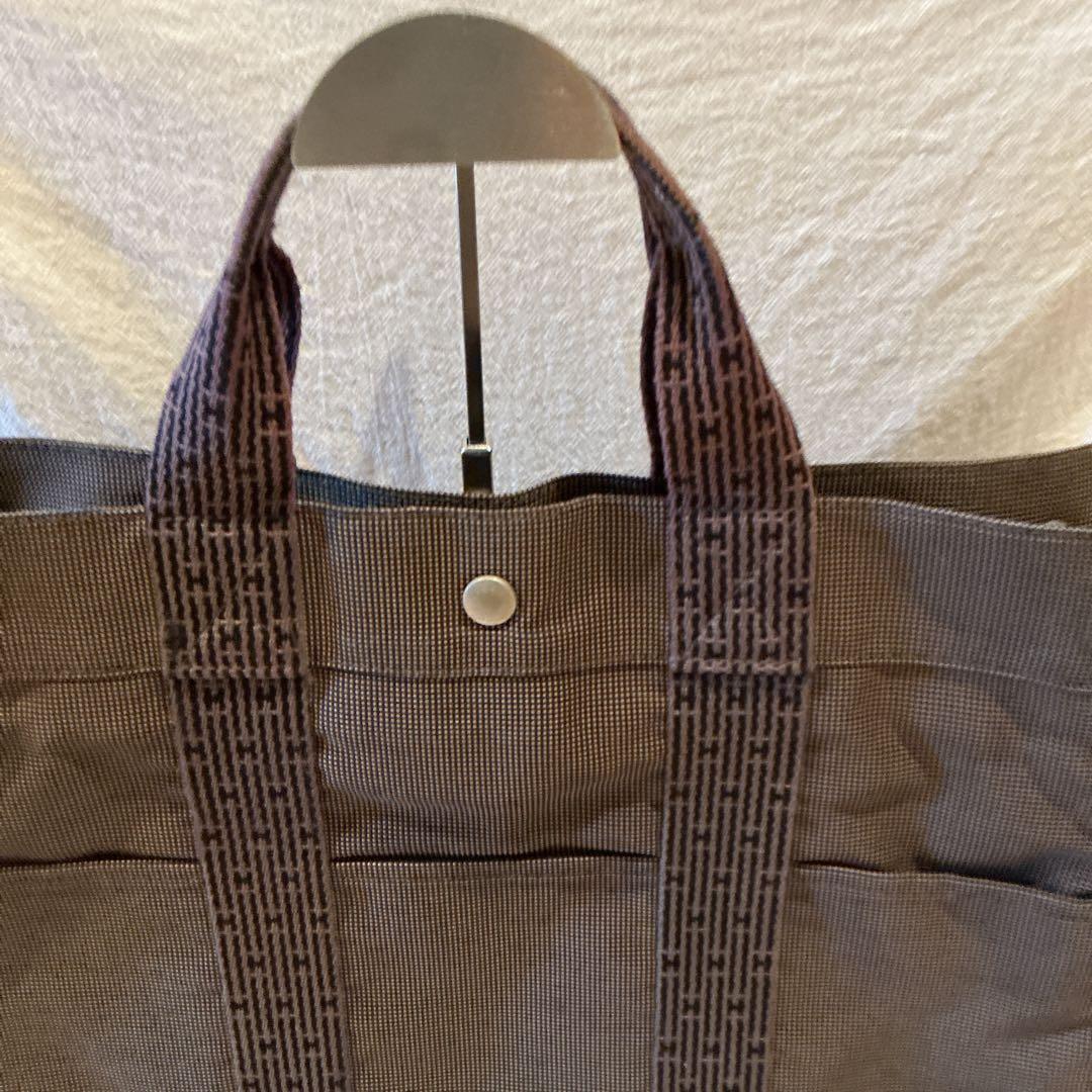 エルメス HERMESエールラインMMグレーナイロンキャンバストートバッグ