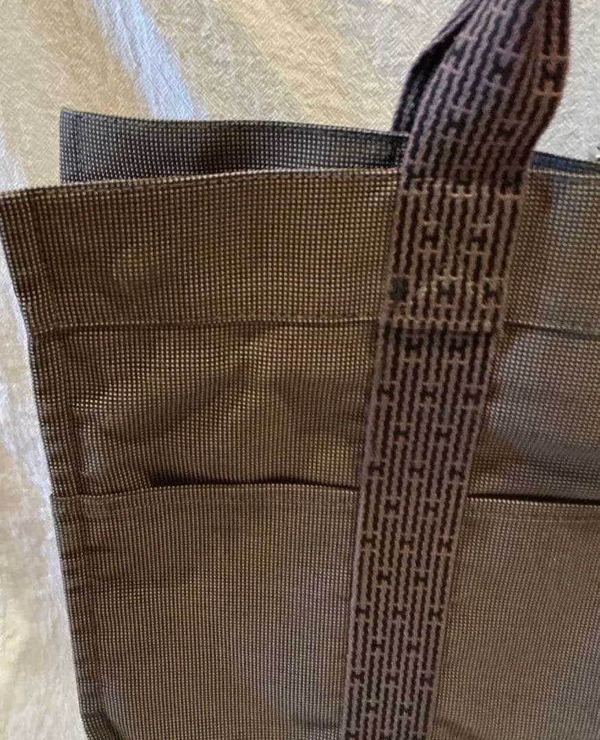 エルメス HERMESエールラインMMグレーナイロンキャンバストートバッグ