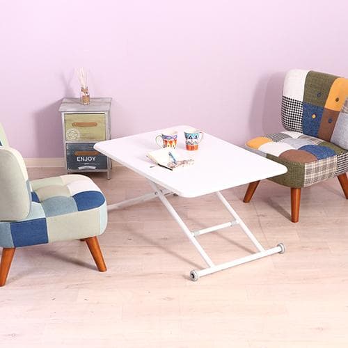 《新品・送料無料》《完成品》ガス昇降式テーブル PU 幅90cm ホワイト