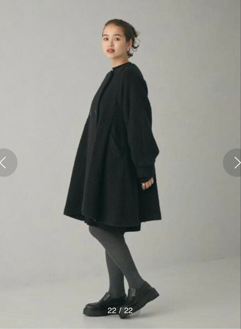 新品　＜EMMEL REFINES＞EM ノーカラーAラインシャギーコート