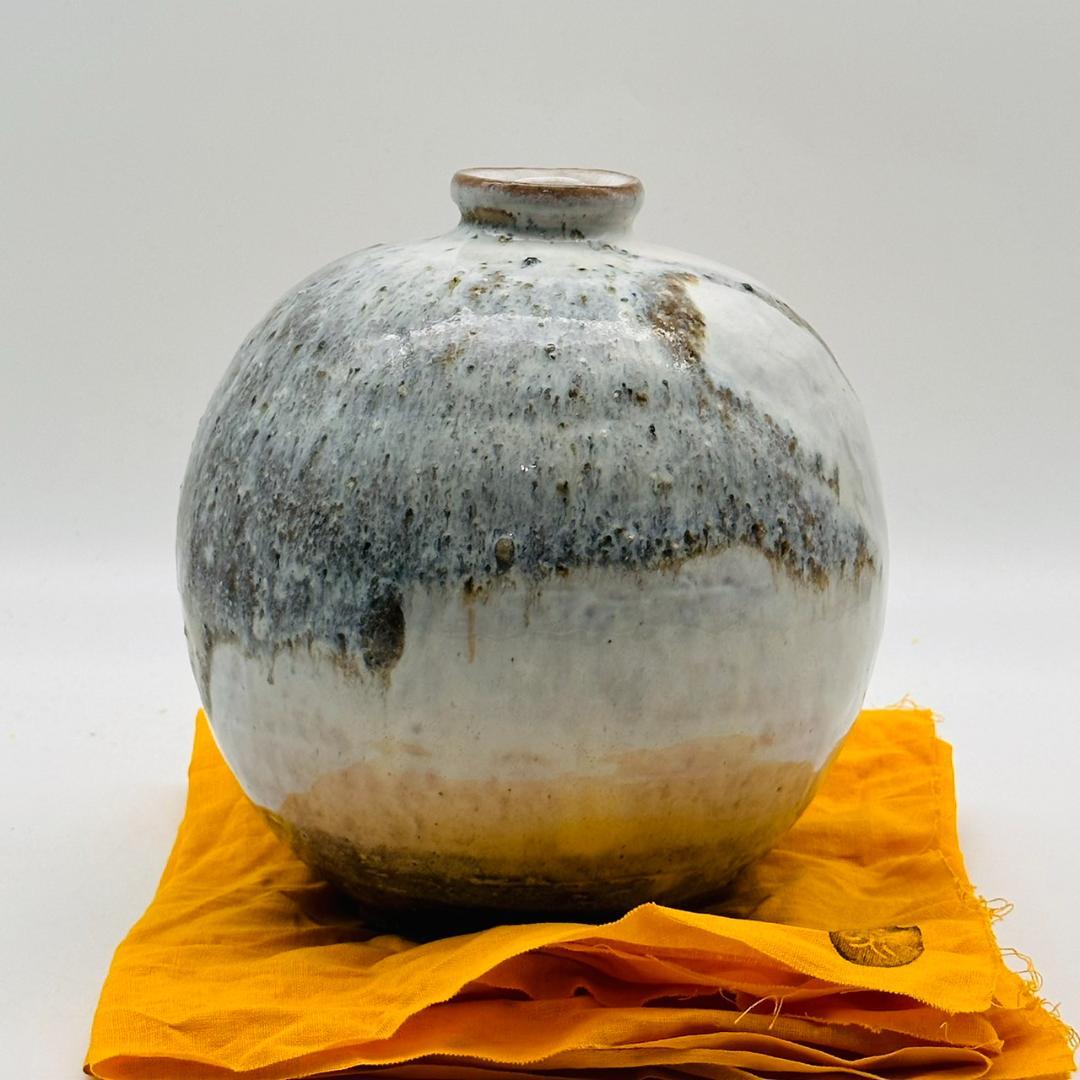 T 未使用 美品 住吉紀与志 東福寺窯 花瓶 共箱 共布 栞 壺 花器 花入