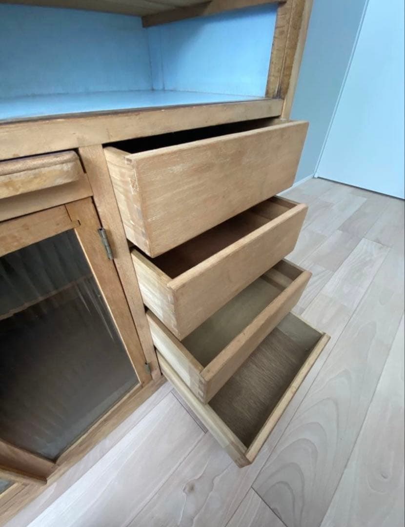 【送料込】古い木の食器棚　水屋　一点もの古家具