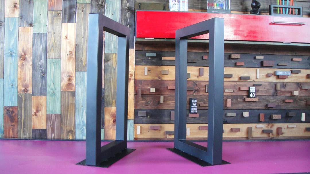 マットブラックでアイアンな極太鉄脚♪ 50×300×500mm □型 2脚