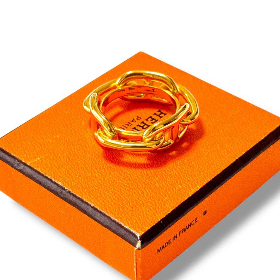 【超美品】エルメス ルカデ シェーヌダンクル スカーフリング ゴールド