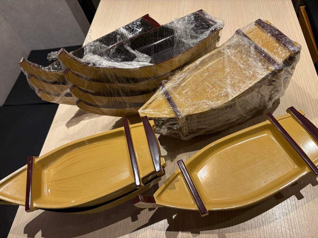 快慶盛舟　白木A 10セット 刺身盛り用などに！舟型プラスチックプレート 器