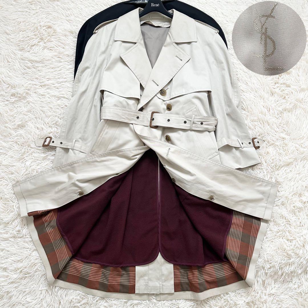 イヴサンローラン ウールライナー付 トレンチコート ライトベージュ S 日本製