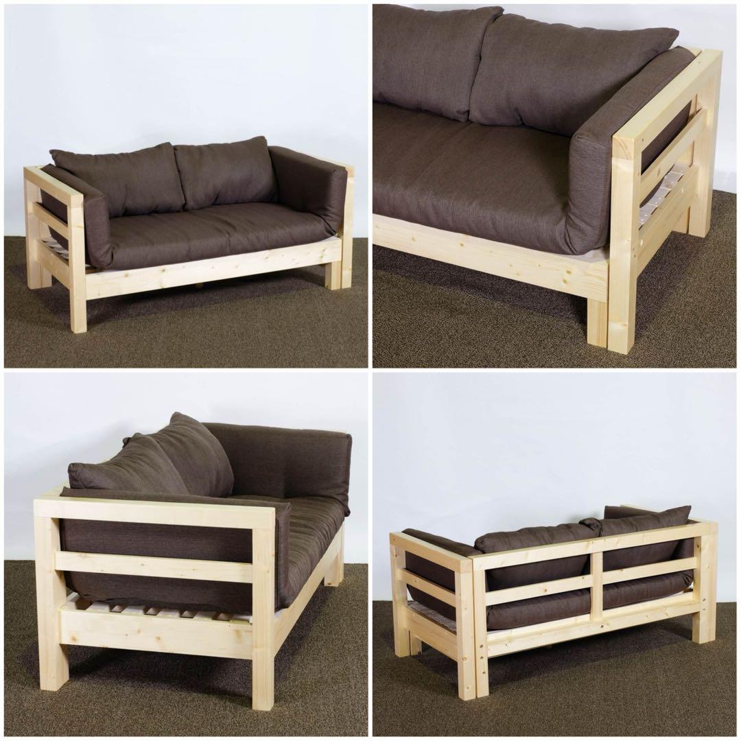 N 新品 北欧 パイン材 ソファベッド グレー カントリー すのこ ナチュラル