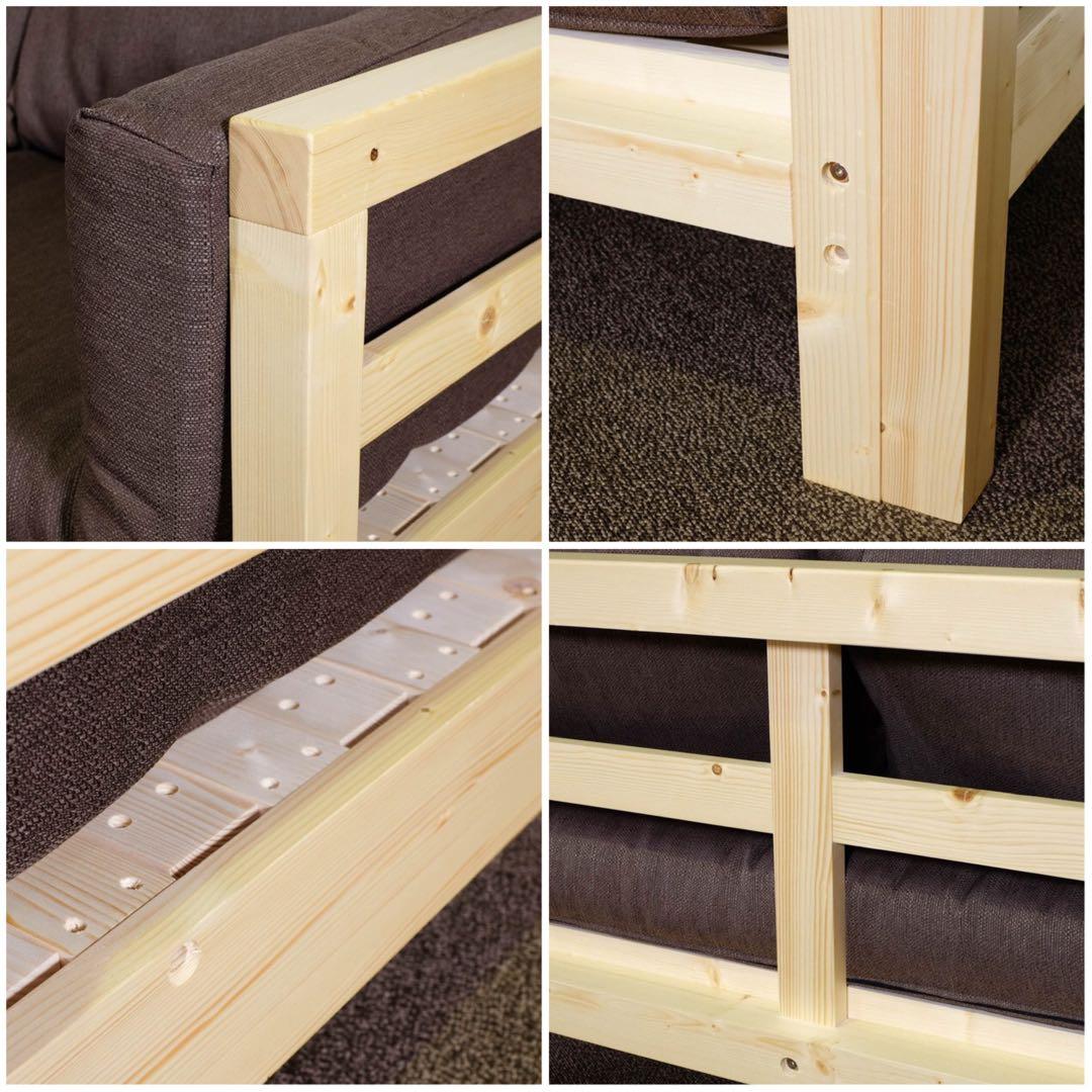 N 新品 北欧 パイン材 ソファベッド グレー カントリー すのこ ナチュラル