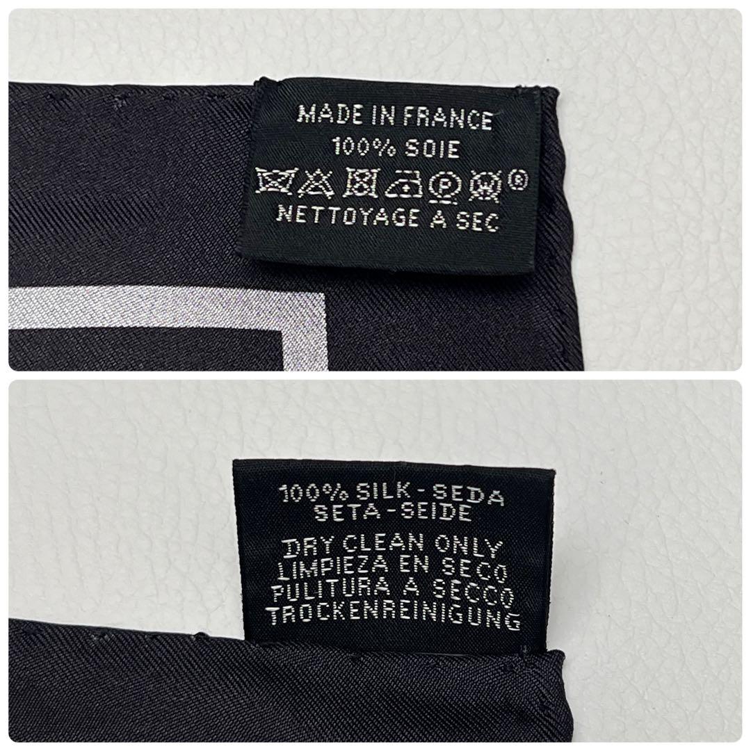 エルメス タグ付き スカーフ カレ90 パウニー族の首長 シルク ネイビー