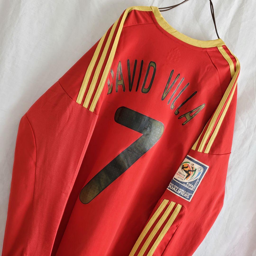 B1011 アディダス　スペイン代表 長袖 ユニホーム 赤 ダビド・ビジャ
