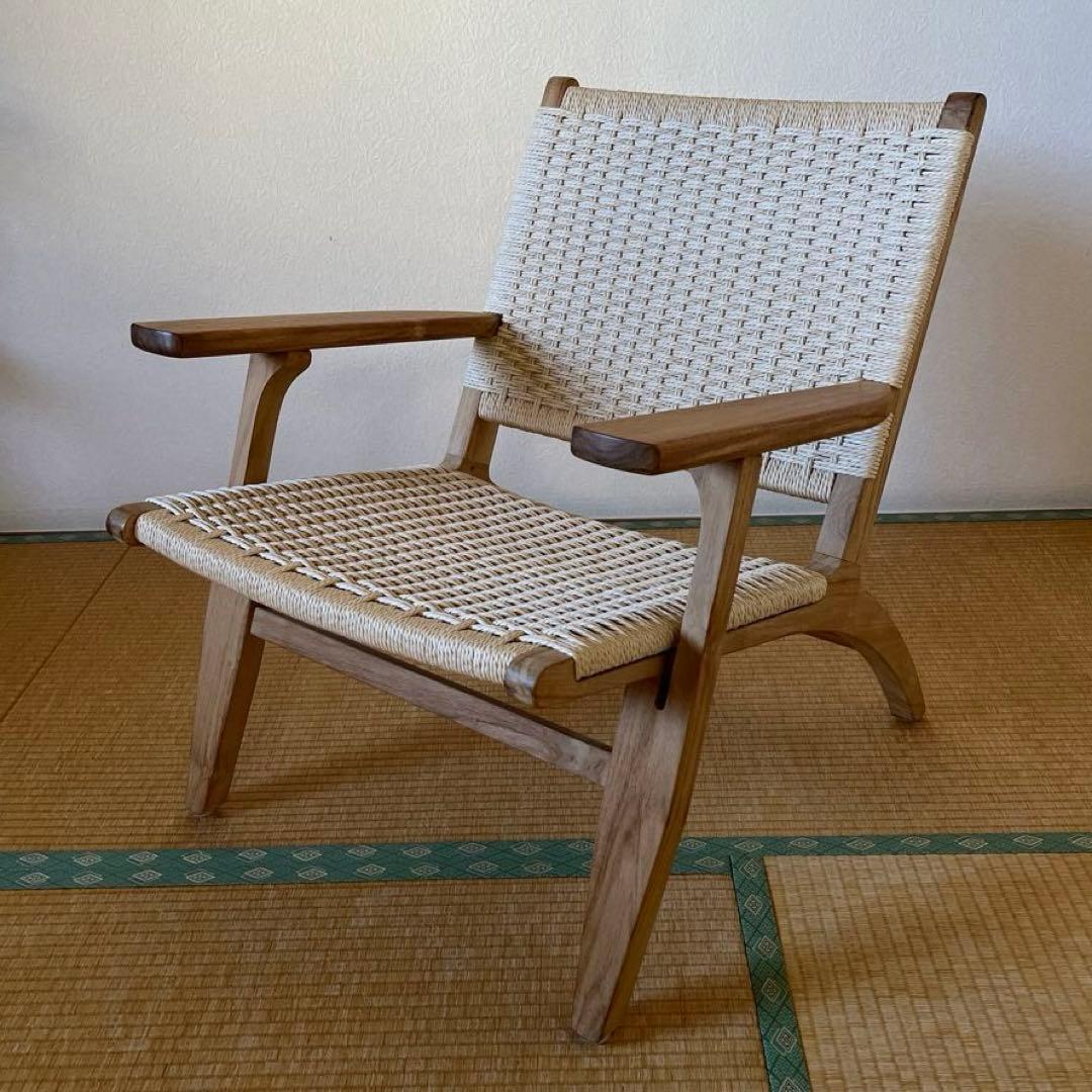 ラウンジチェア ペーパーコード×チーク材 ナチュラル