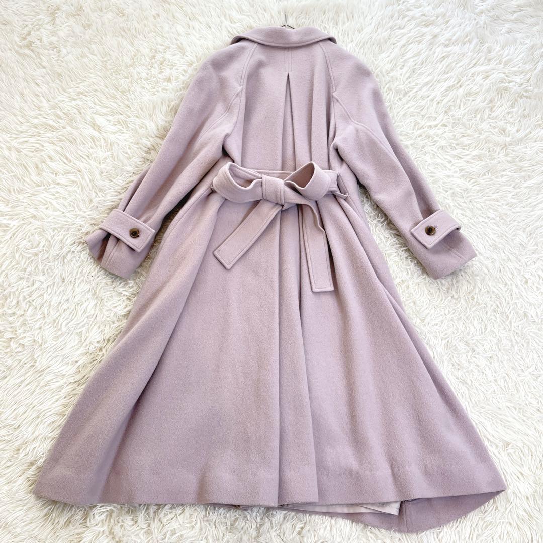 コヒナ バックフレアウールコート ベルト ロング ダブル ベルテッド Aライン