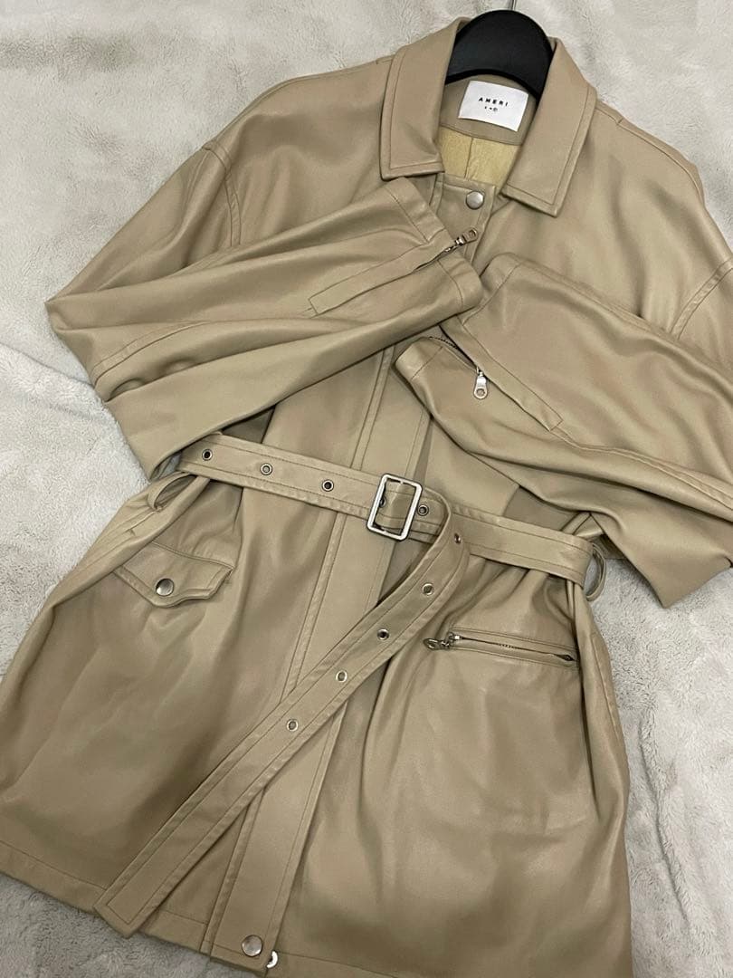 AMERI エコレザー GENTLE FAKE LEATHER JACKET