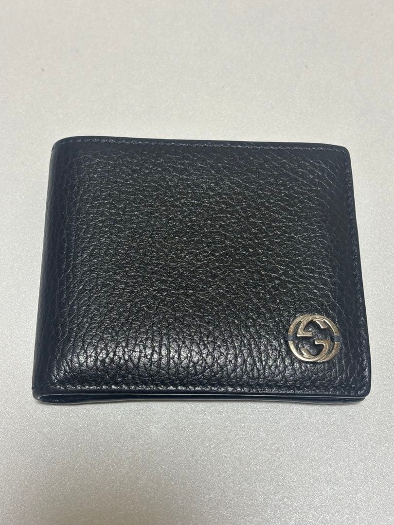 GUCCI グッチ 二つ折り財布 ドリアン シマレザー GG柄 ブラック