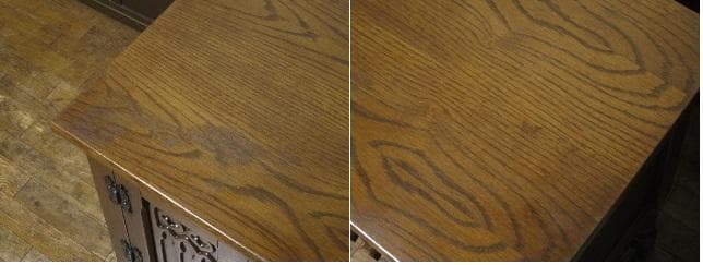 英国 クラシック サイドキャビネット 木彫刻 オーク サイドテーブル