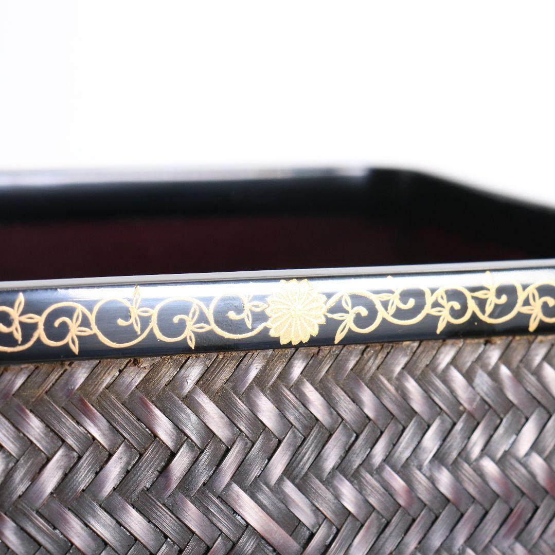 東竹園斎作 茶籠 網代編 野点 茶道具一式 共箱　DR613　R9y