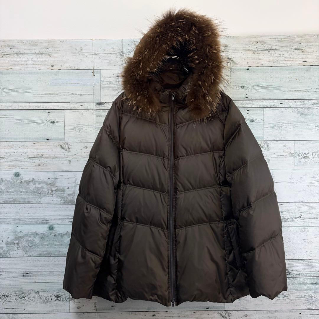 ☆大きいサイズ・3L☆組曲　ダウンジャケット　ラクーンファー　2way ブラウン